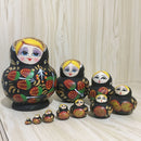 10 Pieces Set Strawberry Patterns Wooden Russian Nesting Dolls Stacking Matryoshka Toy Home Office Decoration