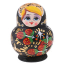 10 Pieces Set Strawberry Patterns Wooden Russian Nesting Dolls Stacking Matryoshka Toy Home Office Decoration