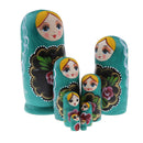 Green Wooden Russian Nesting Babushka Matryoshka 8pcs Dolls Set Decoration