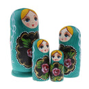 Green Wooden Russian Nesting Babushka Matryoshka 8pcs Dolls Set Decoration