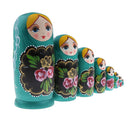 Green Wooden Russian Nesting Babushka Matryoshka 8pcs Dolls Set Decoration