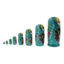 Green Wooden Russian Nesting Babushka Matryoshka 8pcs Dolls Set Decoration