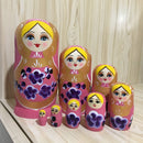 Pink Wooden Russian Nesting Babushka Matryoshka 8pcs Dolls Set Decoration