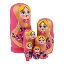 Pink Wooden Russian Nesting Babushka Matryoshka 8pcs Dolls Set Decoration