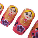 Pink Wooden Russian Nesting Babushka Matryoshka 8pcs Dolls Set Decoration