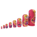 Pink Wooden Russian Nesting Babushka Matryoshka 8pcs Dolls Set Decoration