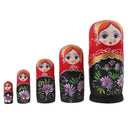 5 Pieces Set Woman Patterns Wooden Russian Nesting Dolls Stacking Matryoshka Toy Home Office Decoration