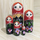5 Pieces Set Woman Patterns Wooden Russian Nesting Dolls Stacking Matryoshka Toy Home Office Decoration