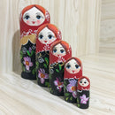 5 Pieces Set Woman Patterns Wooden Russian Nesting Dolls Stacking Matryoshka Toy Home Office Decoration