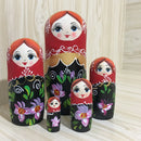 5 Pieces Set Woman Patterns Wooden Russian Nesting Dolls Stacking Matryoshka Toy Home Office Decoration