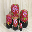 5 Pieces Set Woman Patterns Wooden Russian Nesting Dolls Stacking Matryoshka Toy Home Office Decoration