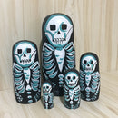 5 Pieces Set Skeleton Patterns Wooden Russian Nesting Dolls Stacking Matryoshka Toy Home Office Decoration
