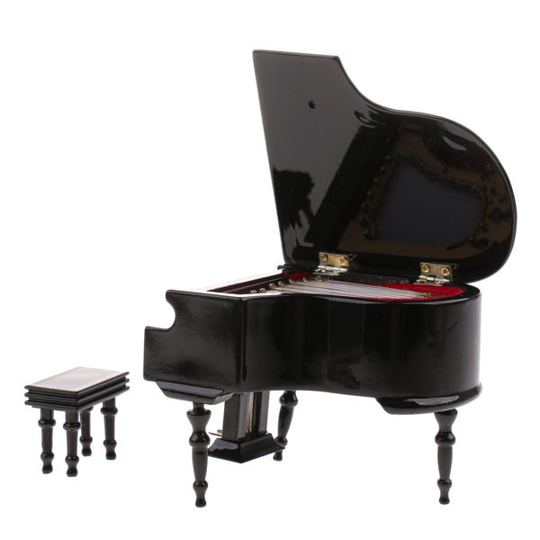 1/12 Dollhouse Miniature Musical Instrument Wooden Piano Model Box Set for Rooms Garden Artist Offerings Decor