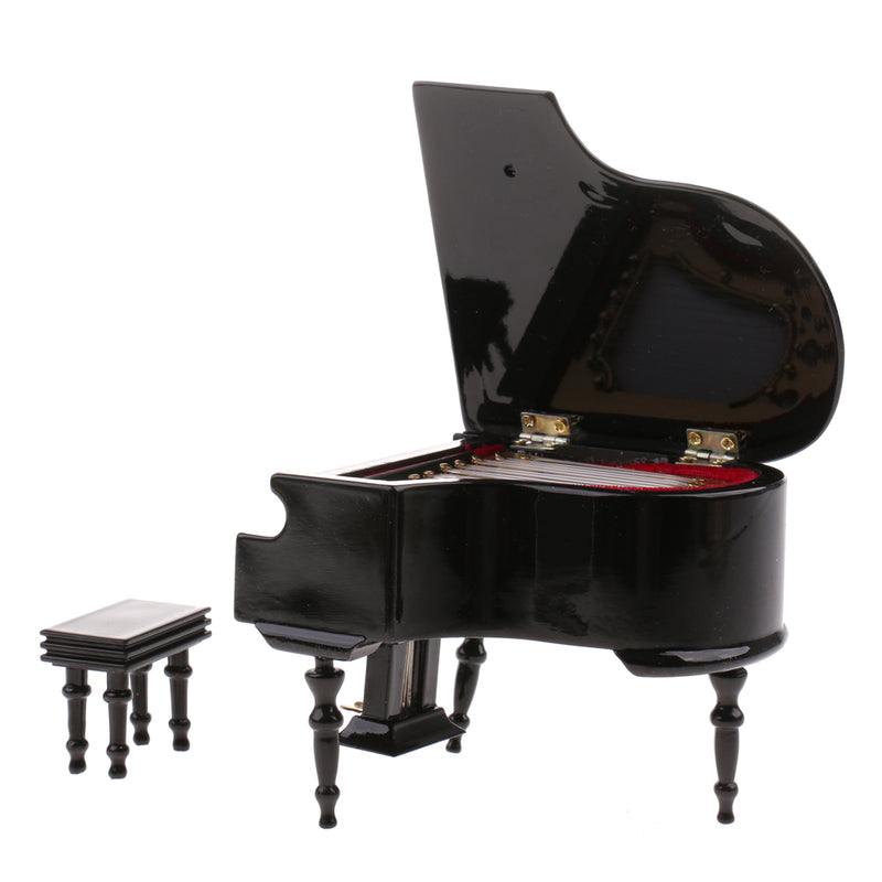 1/12 Dollhouse Miniature Musical Instrument Wooden Piano Model Box Set for Rooms Garden Artist Offerings Decor