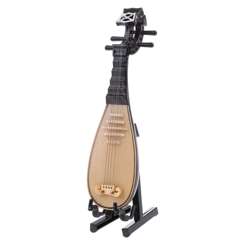 1/12 Miniature Musical Instrument Wood Pipa Stand Set for Dolls House Figures Accessory Decoration