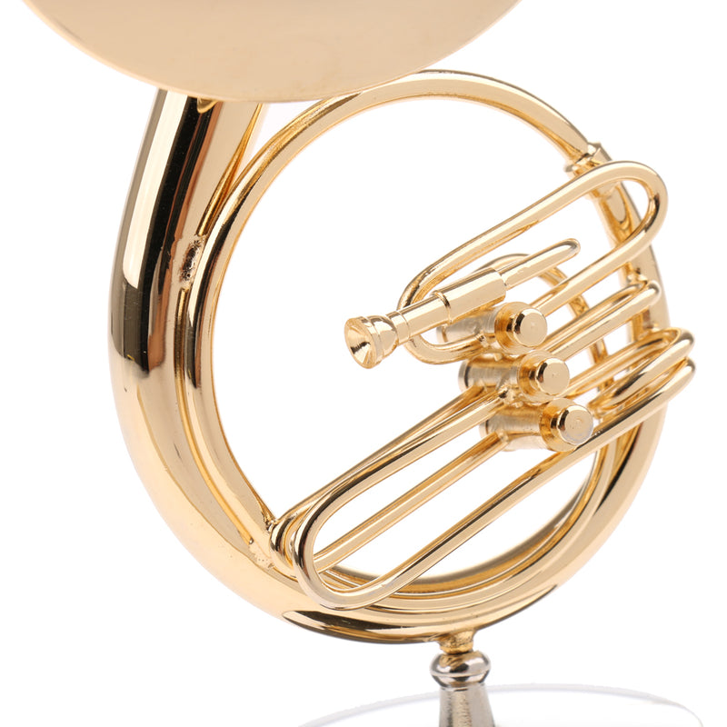 1/12 Dollhouse Miniature Musical Instrument Copper Sousaphone Model Stand Set for Rooms Garden Artist Offerings Decor