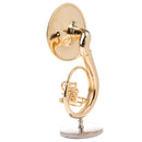 1/12 Dollhouse Miniature Musical Instrument Copper Sousaphone Model Stand Set for Rooms Garden Artist Offerings Decor