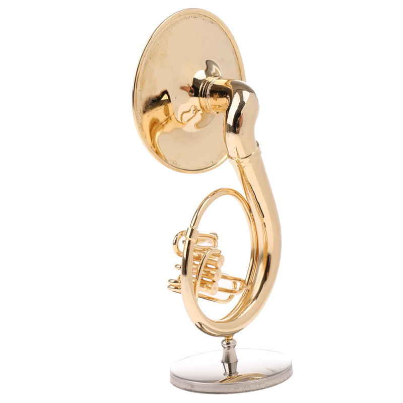 1/12 Dollhouse Miniature Musical Instrument Copper Sousaphone Model Stand Set for Rooms Garden Artist Offerings Decor