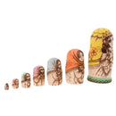 Set of 7pcs Vintage Girls Wooden Russian Nesting Matryoshka Dolls Toy Hand Painted