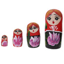 Set of 8pcs Lotus Girls Wooden Russian Nesting Matryoshka Dolls Toy Hand Painted
