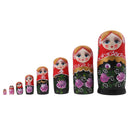 Set of 8pcs Lotus Girls Wooden Russian Nesting Matryoshka Dolls Toy Hand Painted