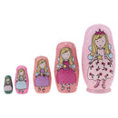 5 Pieces High Quality Wood Pink Angel Printed Russian Nesting Dolls Babushka Matryoshka Gift Home Display