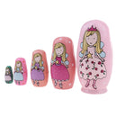 5 Pieces High Quality Wood Pink Angel Printed Russian Nesting Dolls Babushka Matryoshka Gift Home Display