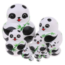 10 Pieces Set Panda Bamboo Patterns Wooden Russian Nesting Dolls Stacking Matryoshka Toy Home Office Decoration