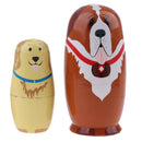 5 Pieces Set Cute Dogs Puppies Patterns Wooden Russian Nesting Dolls Stacking Matryoshka Toy Home Office Decoration