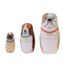 5 Pieces Set Cute Dogs Puppies Patterns Wooden Russian Nesting Dolls Stacking Matryoshka Toy Home Office Decoration