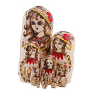 10 Pieces Set Gold Girl Plated Wooden Russian Nesting Dolls Stacking Matryoshka Toy Home Office Decoration