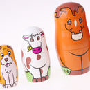 6PCS Painted Granny Animals Wooden Russian Nesting Dolls Babushka Matryoshka Toys Craft