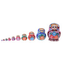 10 Pieces Set Flower Patterns Wooden Russian Nesting Dolls Stacking Matryoshka Toy Home Office Decoration