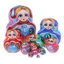 10 Pieces Set Flower Patterns Wooden Russian Nesting Dolls Stacking Matryoshka Toy Home Office Decoration