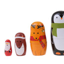 Christmas Theme Wooden Russian Nesting Babushka Matryoshka 6pcs Dolls Hand Painted