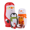 Christmas Theme Wooden Russian Nesting Babushka Matryoshka 6pcs Dolls Hand Painted