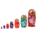 Floral Wooden Russian Nesting Babushka Matryoshka 7pcs Dolls Hand Painted