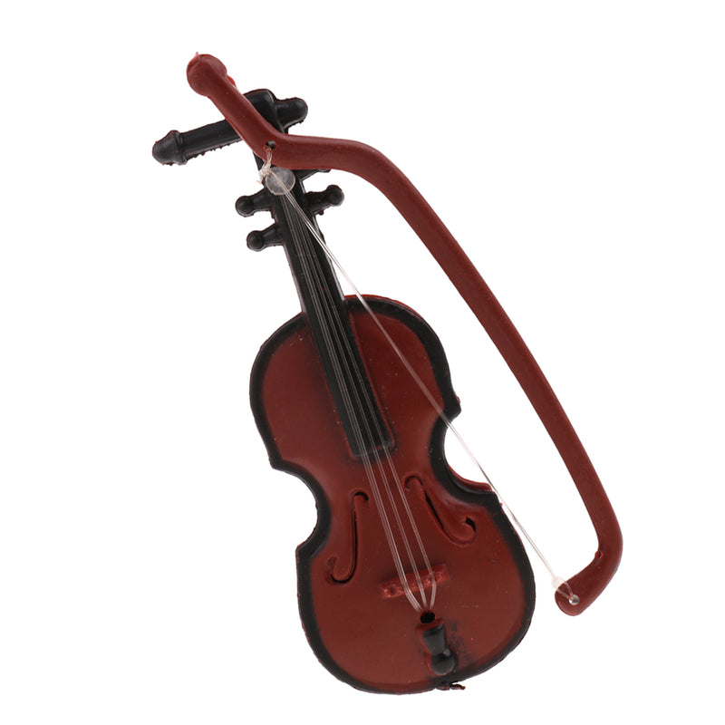 1/12 Dollhouse Miniature Musical Instrument Plastic Violin Model Figures Toy Accessory