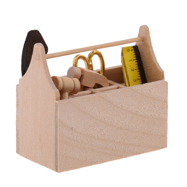 1/12 Scale Miniature Wood 5pcs Tootkit Toolbox Furniture for Dolls House Rooms Accessory Decor
