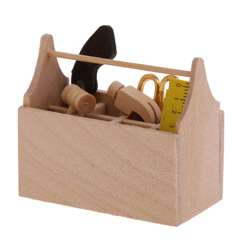 1/12 Scale Miniature Wood 5pcs Tootkit Toolbox Furniture for Dolls House Rooms Accessory Decor