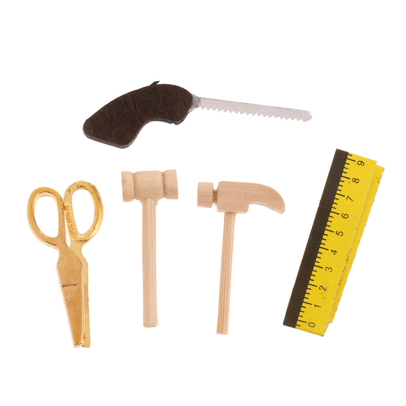 1/12 Scale Miniature Wood 5pcs Tootkit Toolbox Furniture for Dolls House Rooms Accessory Decor