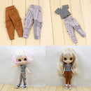 1/6 BJD Casual Overalls Pants Pocket Trousers for 12inch Blythe Pullip Azone Dolls Clothes Gray