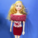 1/6 28-30cm Kurhn Doll Matching Clothes Dress up Red and White Woolen Dress
