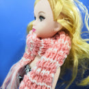 Pink and White Striped Tassels Muffler, Dolls Dress Up Accessories, for 1/6 Kurhn Doll