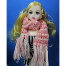 Pink and White Striped Tassels Muffler, Dolls Dress Up Accessories, for 1/6 Kurhn Doll