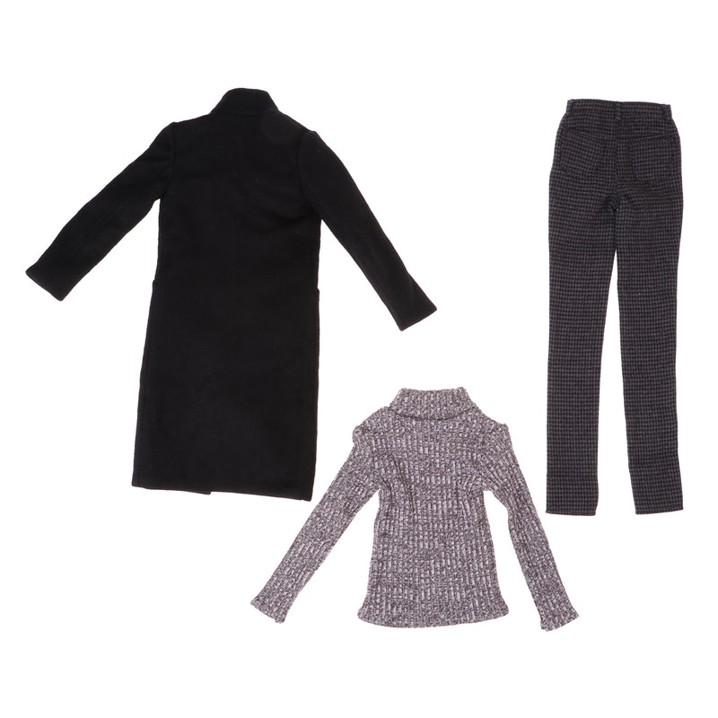 1/3 BJD Black Overcoat Sweater Pants Set for Normal 70cm Uncle Size Doll
