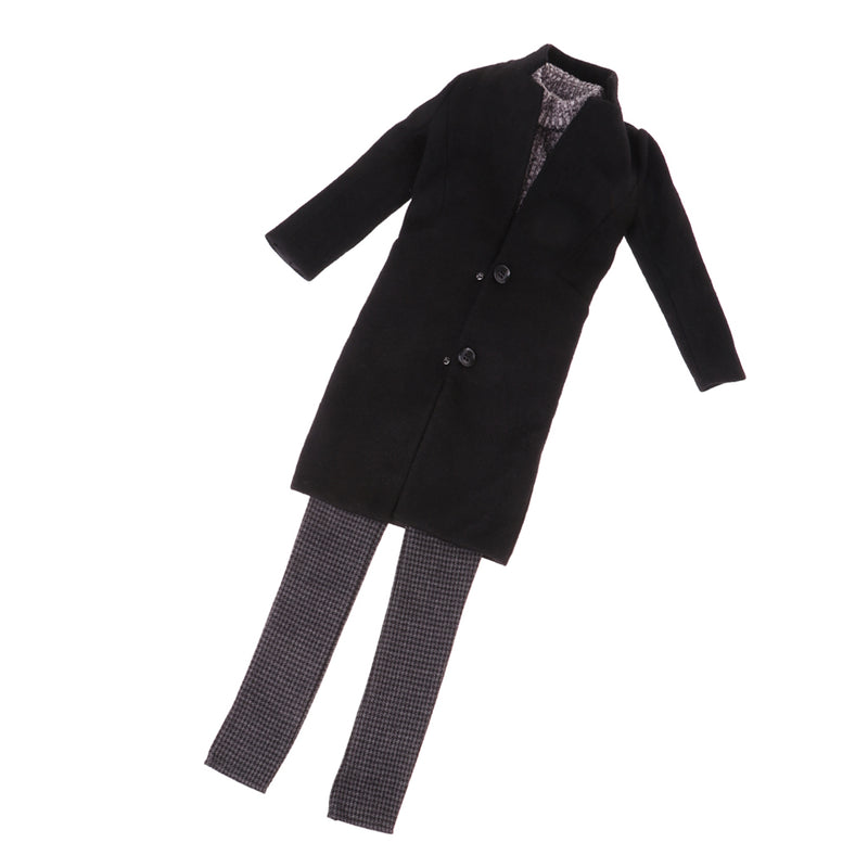 1/3 BJD Black Overcoat Sweater Pants Set for Normal 70cm Uncle Size Doll
