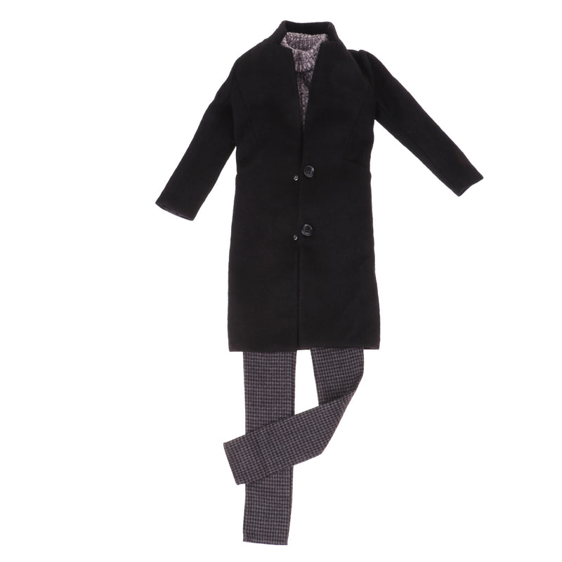 1/3 BJD Black Overcoat Sweater Pants Set for Normal 70cm Uncle Size Doll