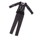 1/3 BJD Black Lace Top Tee Jeans Pants Set for Normal 70cm Uncle Size Dolls Clothes