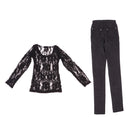 1/3 BJD Black Lace Top Tee Jeans Pants Set for Normal 70cm Uncle Size Dolls Clothes